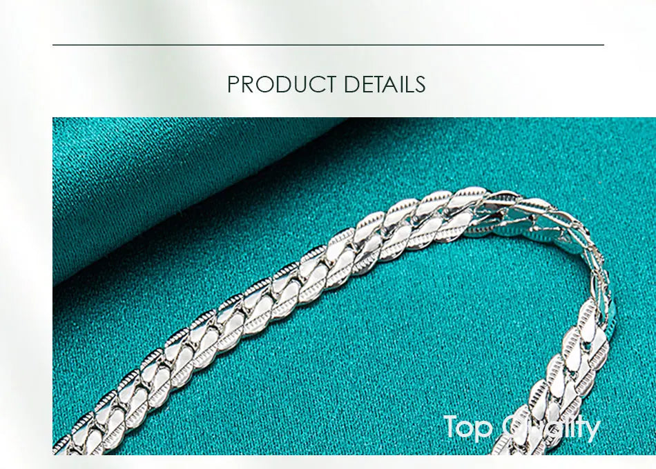 925 sterling silver flat chain bracelet, lobster clasp - view 12