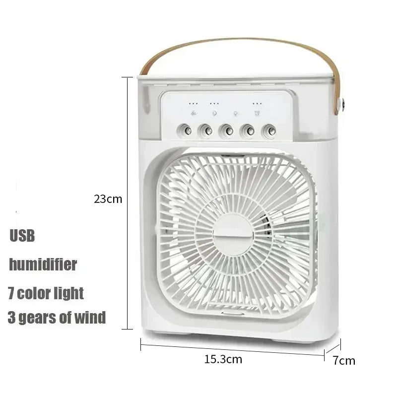 Portable Prime Deal Zone 3-in-1 fan with LED night light, mini air cooler, humidifier, and adjustable air flow for home or office use.