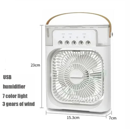 Portable Prime Deal Zone 3-in-1 fan with LED night light, mini air cooler, humidifier, and adjustable air flow for home or office use.