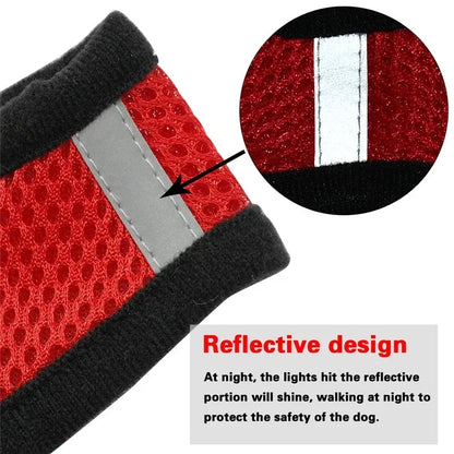 Adjustable polyester cat harness vest with leash and collar, suited for small and medium dogs, featuring mesh for comfort.