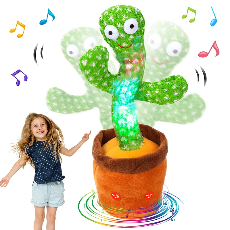 Dancing cactus plush toy from Prime Deal Zone with 120 song speaker, talking and voice repeat features, soft stuffed cactus for kids