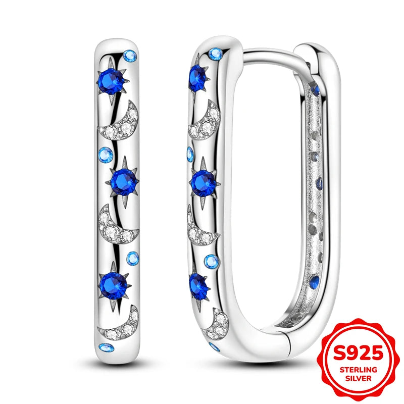 925 Sterling Silver Butterfly & Hoop Earrings — Coloured Zircon Accents
