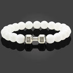 natural lava stone and alloy dumbbell bead bracelet - view 4