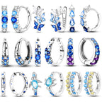 925 sterling silver butterfly hoop earrings, coloured zircon accents - view 1