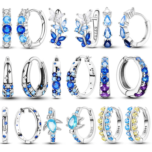 925 sterling silver butterfly hoop earrings, coloured zircon accents - view 1