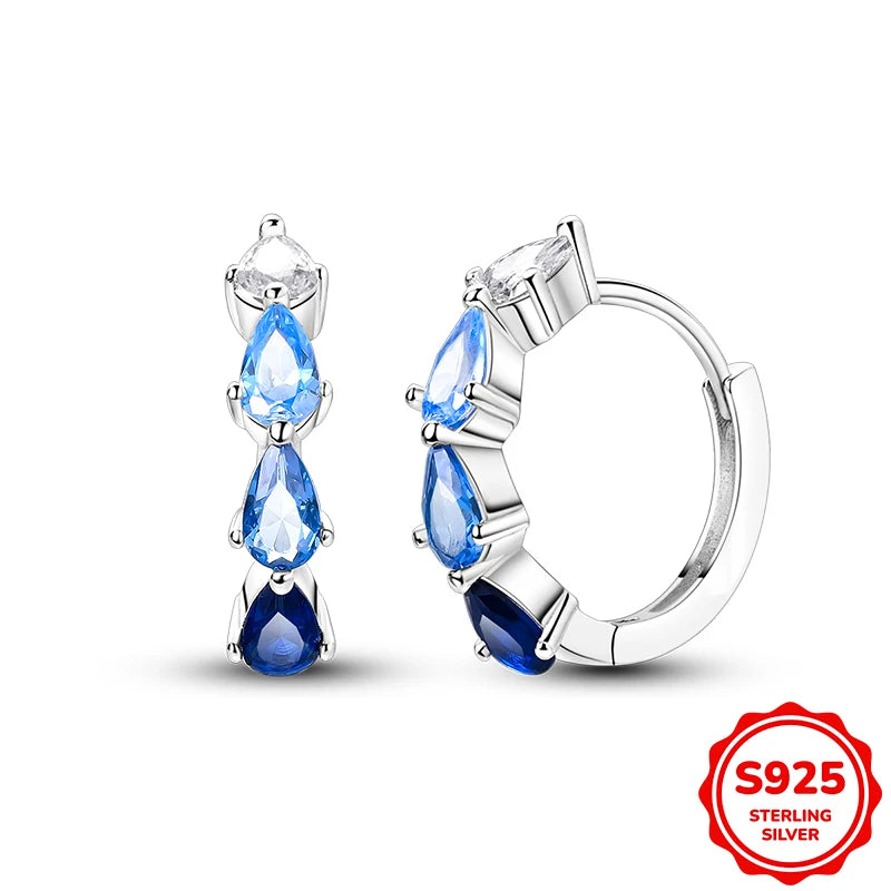 925 Sterling Silver Butterfly & Hoop Earrings — Coloured Zircon Accents
