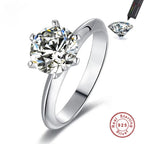 Sterling silver moissanite solitaire ring, prong setting - view 2