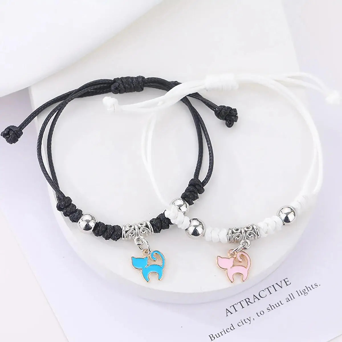 luminous glow bead couple bracelet set, stars moons and hearts - view 5