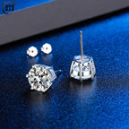 Sterling silver moissanite six-jaw stud earrings - view 5