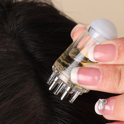 Prime Deal Zone scalp applicator comb with hexagon head, oil roller ball, and massage features for hair regrowth and styling.