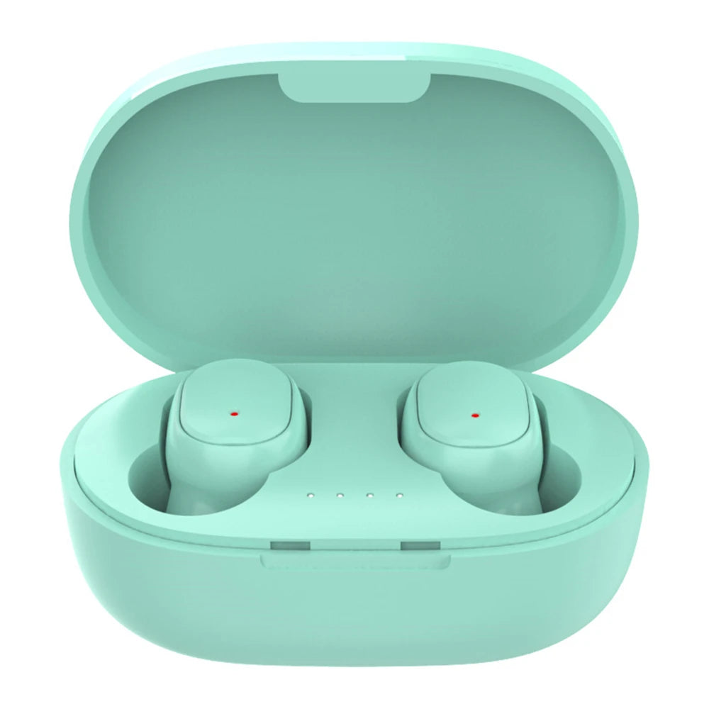Wireless Bluetooth earphones with LED display, touch controls, stereo sound, suitable for Xiaomi and Huawei devices.
