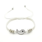 yin yang couple bracelet set, black and white rope - view 6