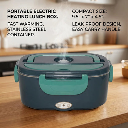 Prime Deal Zone 1.5L 60W electric portable lunch box with leak-proof design, for heating food in car or home, suitable for truckers.