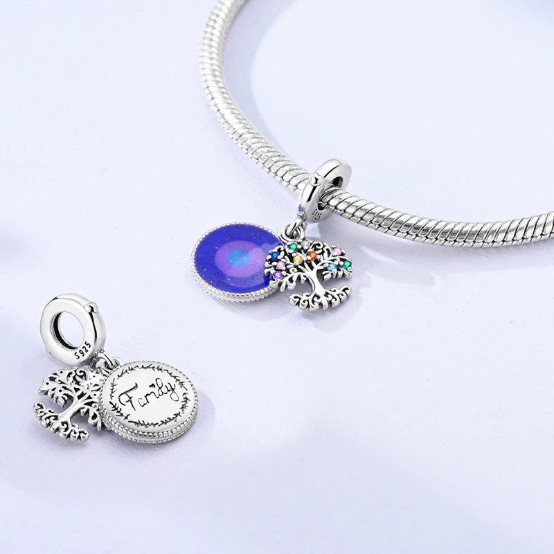 925 sterling silver charm beads, love family and life designs - view 14