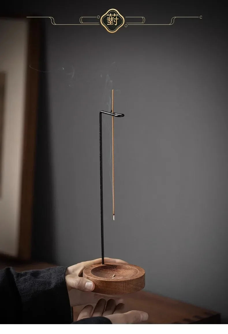 Wooden round incense holder tray from Prime Deal Zone, designed for incense sticks, ideal for home, yoga, and bedroom décor.