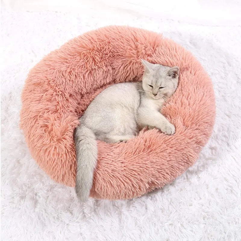Round Prime Deal Zone pet bed in various sizes, plush and soft for large dogs and cats, ideal for winter warmth and cozy sleeping.