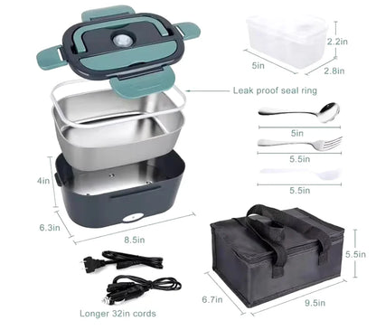 Prime Deal Zone 1.5L 60W electric portable lunch box food warmer, leak-proof food heater for car or home use.