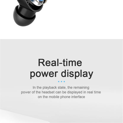 Wireless Bluetooth A6S earphones with LED display, sport touch control, stereo sound, compatible with Xiaomi and Huawei devices