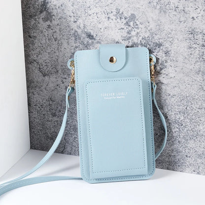 Prime Deal Zone 2024 women's solid color shoulder bag with slung mobile phone holder and wallet for driver’s license and cards.