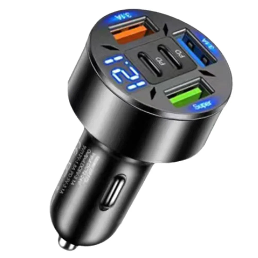 Prime Deal Zone 250W 5 Ports USB C car charger with fast charging PD QC3.0 adapter for iPhone and other smartphones in a vehicle