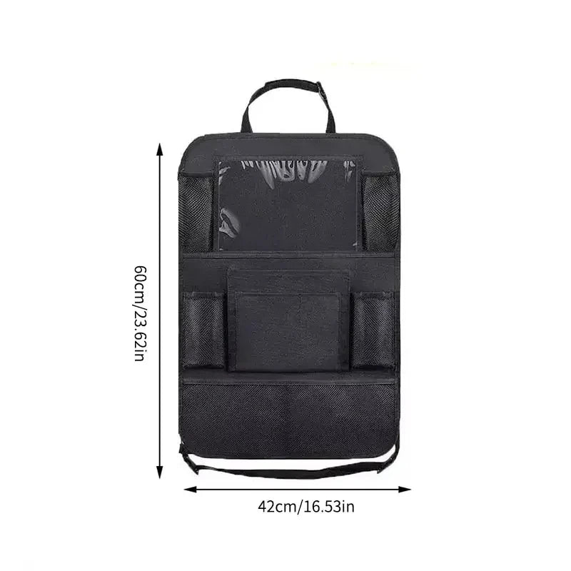 Multifunctional car seat organizer by Prime Deal Zone with multiple pockets, tablet holder, and Oxford fabric for kids' car back seat storage
