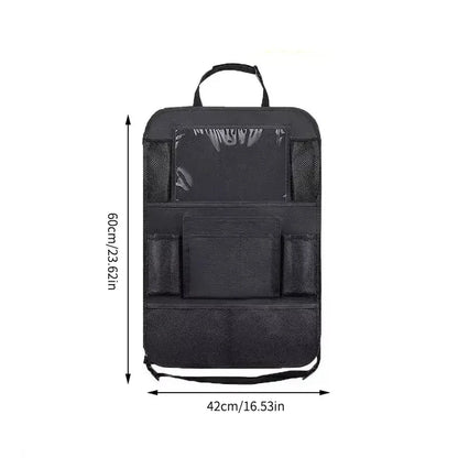 Multifunctional car seat organizer by Prime Deal Zone with multiple pockets, tablet holder, and Oxford fabric for kids' car back seat storage