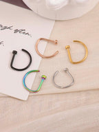 curved barbell nose stud, d-shape tragus hoop - view 4