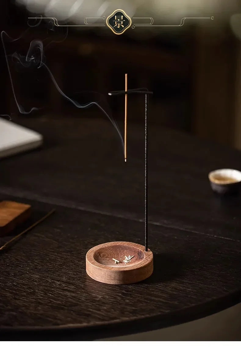 Wooden round incense burner and holder with upside-down design, ideal for home, yoga, or bedroom decor by Prime Deal Zone