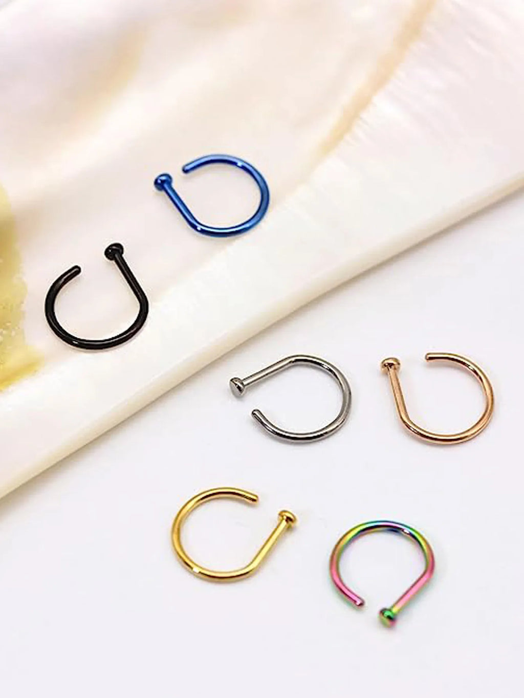 curved barbell nose stud, d-shape tragus hoop - view 6