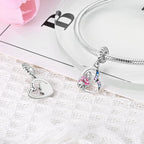 925 Sterling Silver Love Embrace Heart Charm with Zircon