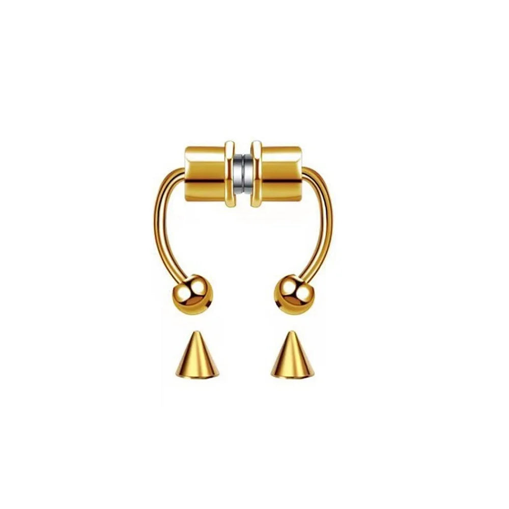 stainless steel fake septum nose ring clip, no piercing - view 7