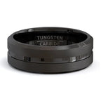 stainless steel 8mm black matte groove wedding band - view 3