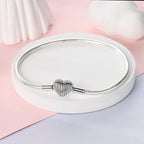 925 sterling silver heart zircon snake chain bracelet - view 2