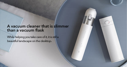 Xiaomi Mijia portable handheld vacuum cleaner with mini wireless design and cyclone suction for home and car cleaning.
