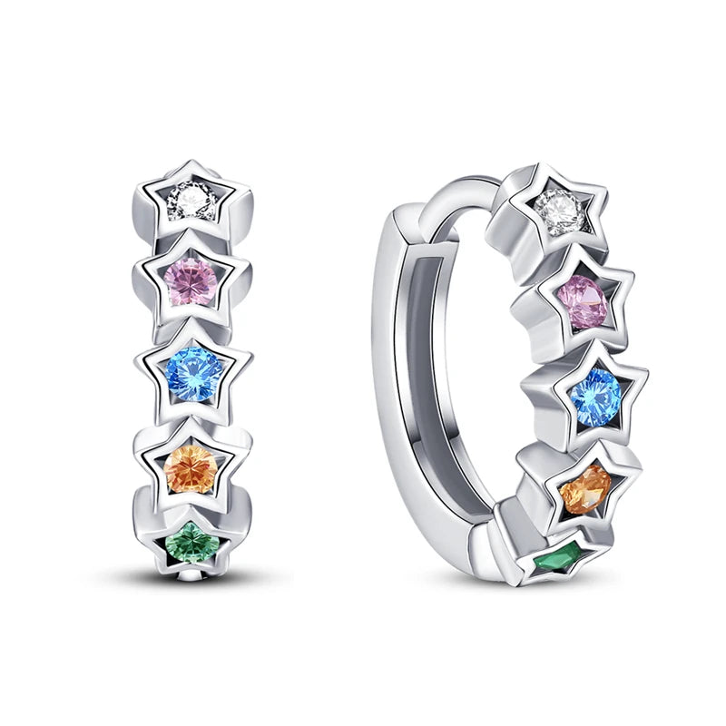 925 Sterling Silver Zircon Drop Earrings — Four-Leaf Clover & Star Designs