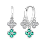 925 Sterling Silver Zircon Drop Earrings — Four-Leaf Clover & Star Designs