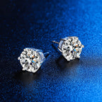 Sterling silver moissanite six-jaw stud earrings - view 10