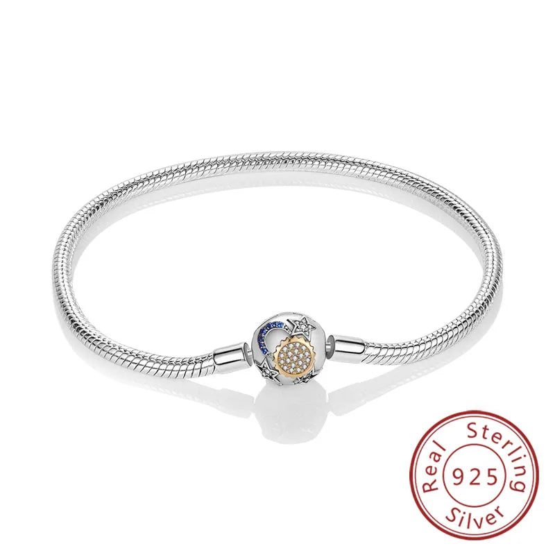 925 Sterling Silver Charm Bracelet — Pavé Zirconia, 17–20cm