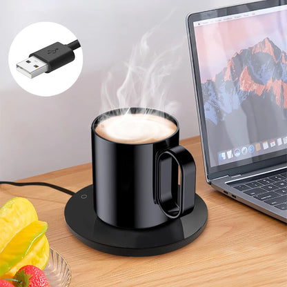 Prime Deal Zone USB mug warmer with heating coaster for coffee, tea, and milk in a sleek design for office and home use.