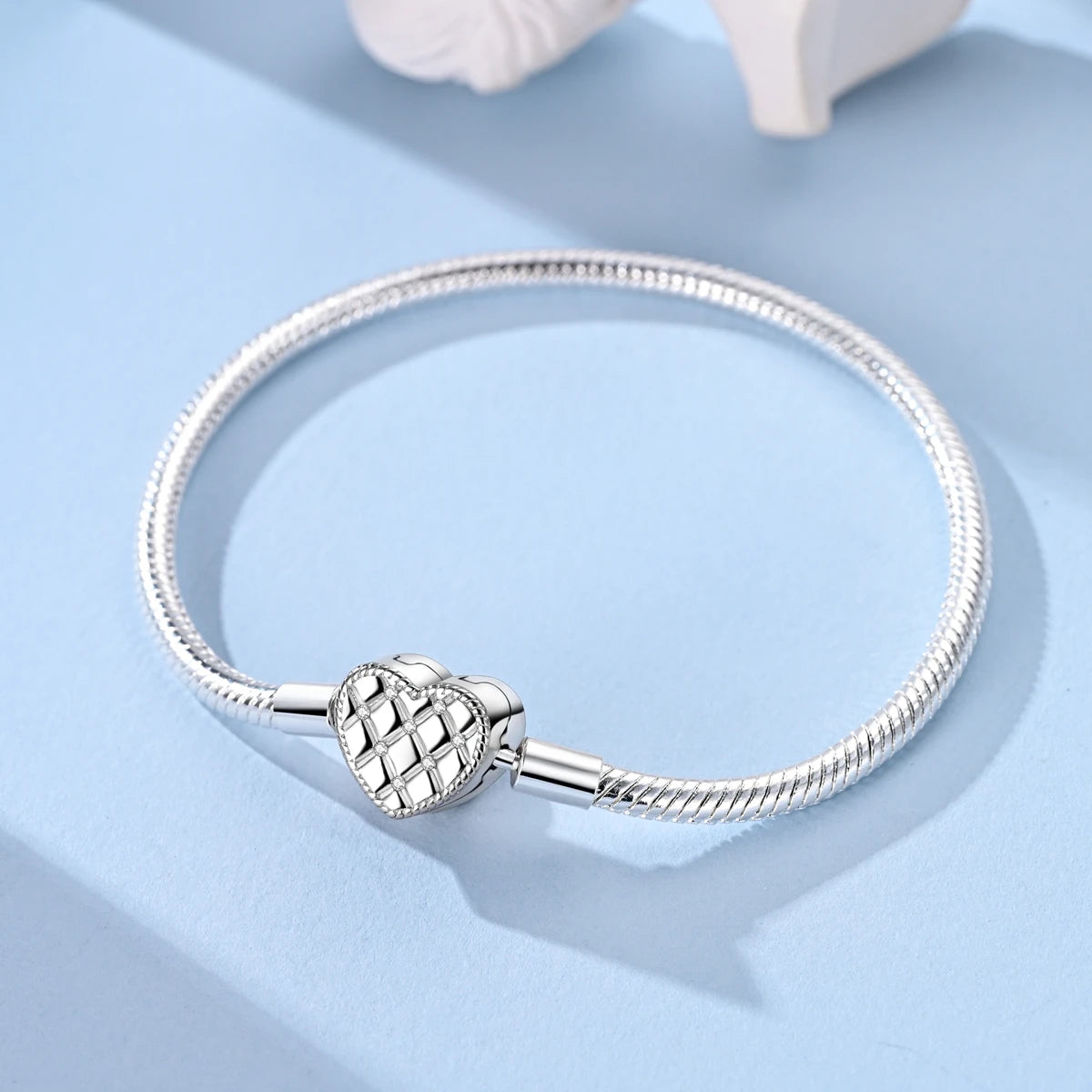 925 Sterling Silver Heart Zircon Snake Chain Bracelet — Multiple Designs, 17–20cm