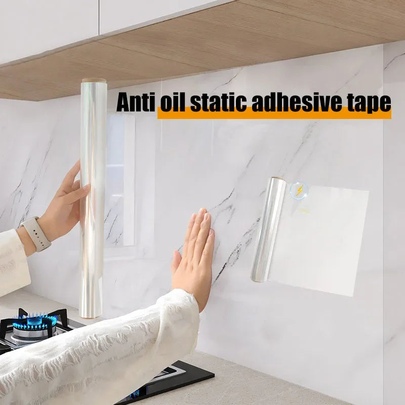 Prime Deal Zone 45cm transparent waterproof and oil-proof static wallpaper for kitchen stove, high temperature resistant anti-fouling sticker