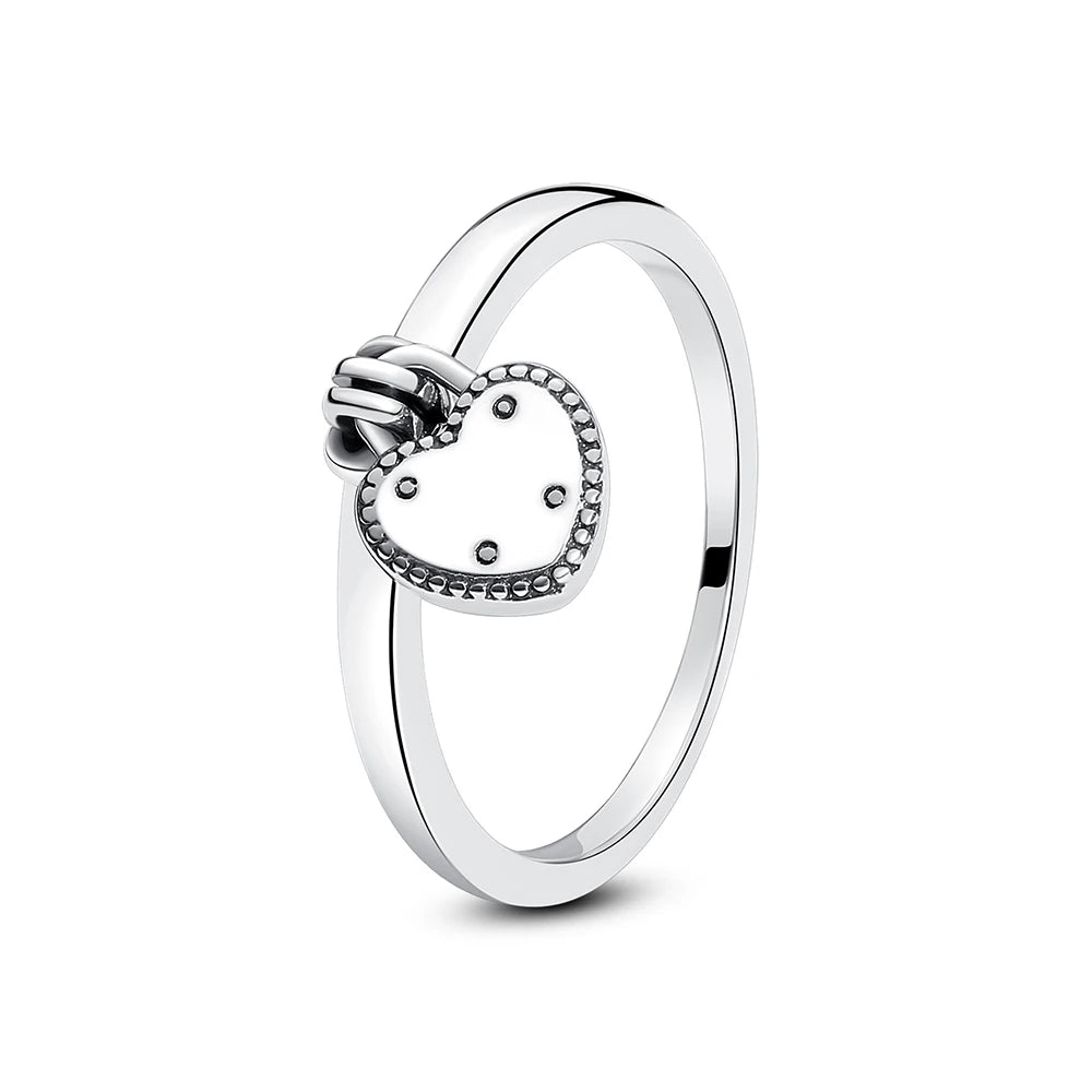 925 Sterling Silver Crown Heart Ring with Zircon
