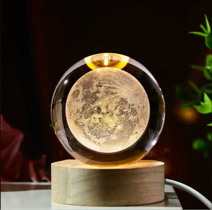 Prime Deal Zone crystal ball featuring 3D Saturn, moon, and planets design, perfect for home decor and Valentine's Day gift.