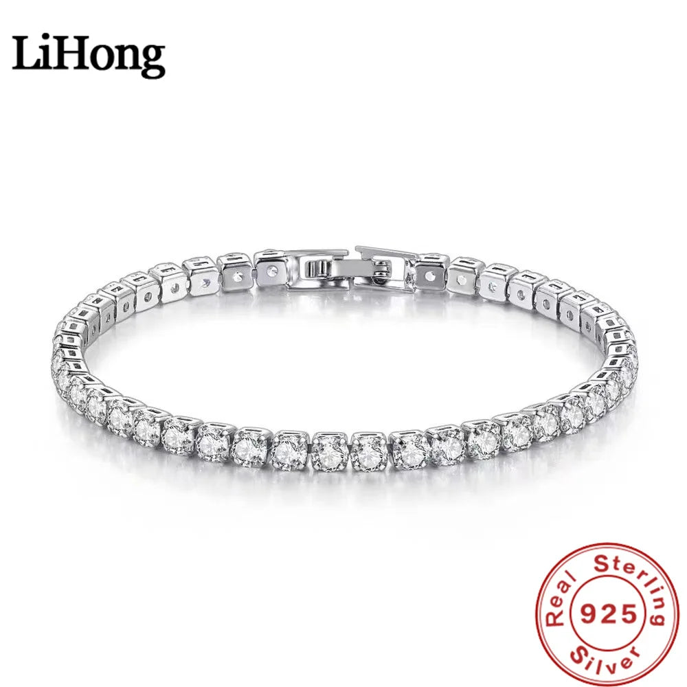 925 sterling silver CZ tennis bracelet, 4mm links - view 6