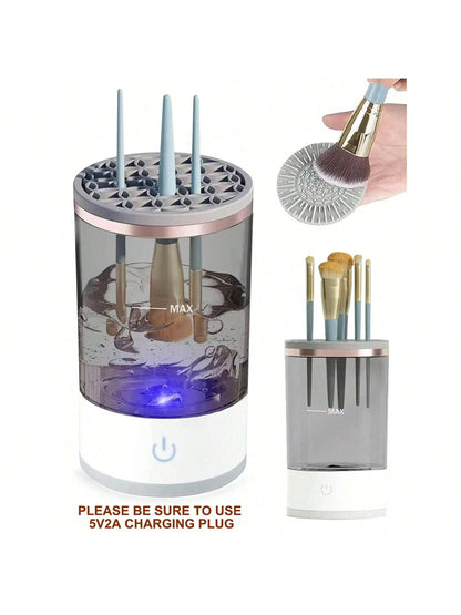 Electric makeup brush cleaner machine by Prime Deal Zone, showing the compact device with cleaning brushes and controls.