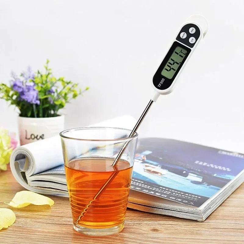 Prime Deal Zone TP300 digital food thermometer with probe for cooking, water, oil, and meat temperature measurement in the kitchen.