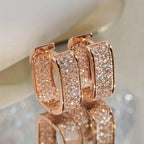 pave CZ hoop earrings, silver and gold tone - view 15