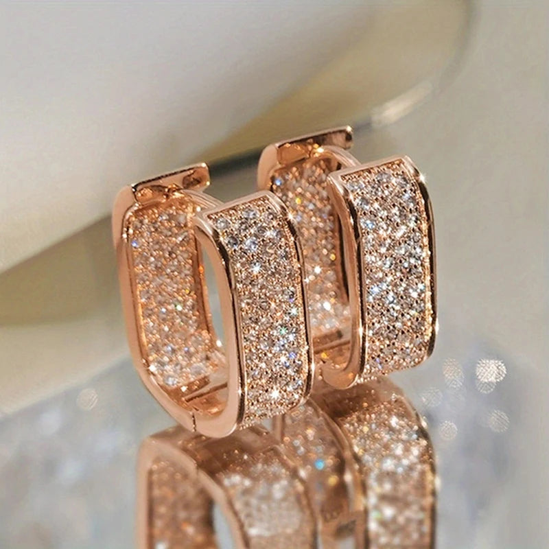 pave CZ hoop earrings, silver and gold tone - view 15