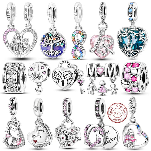 925 sterling silver charm beads, hearts and sweet love designs - view 1