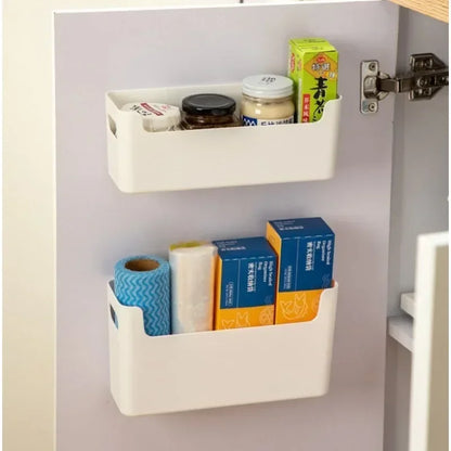 Prime Deal Zone non perforated cling film rack mounted inside cabinet wall shelf for kitchen organization and storage.
